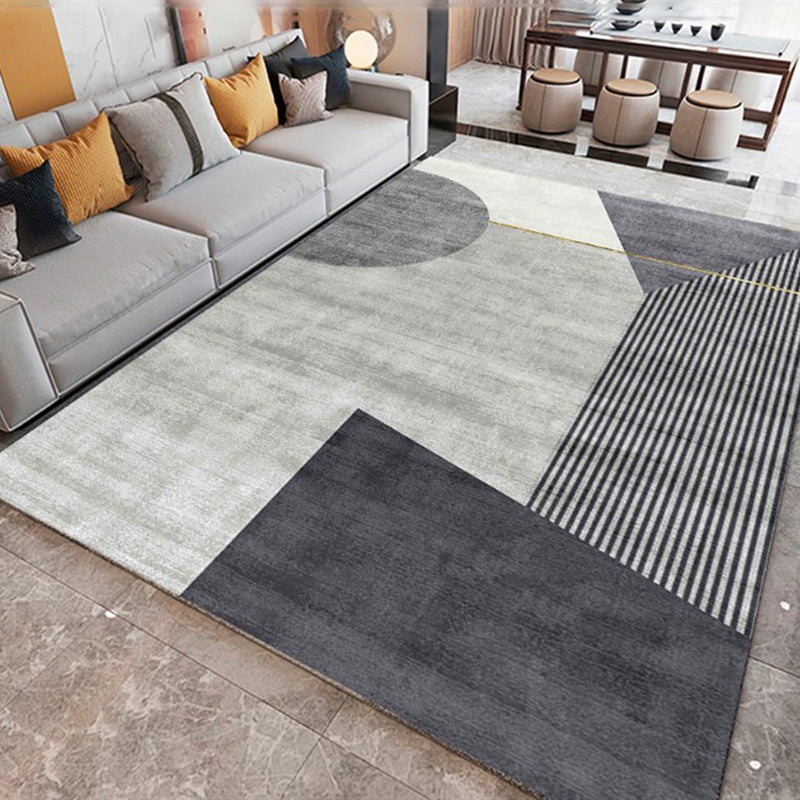 Simplicity Living Room Rug Multi Colored Geometric Print Carpet Polyster Non-Slip Machine Washable Indoor Rug Black Gray-White Clearhalo 'Area Rug' 'Modern' 'Rugs' Rug' 2286375