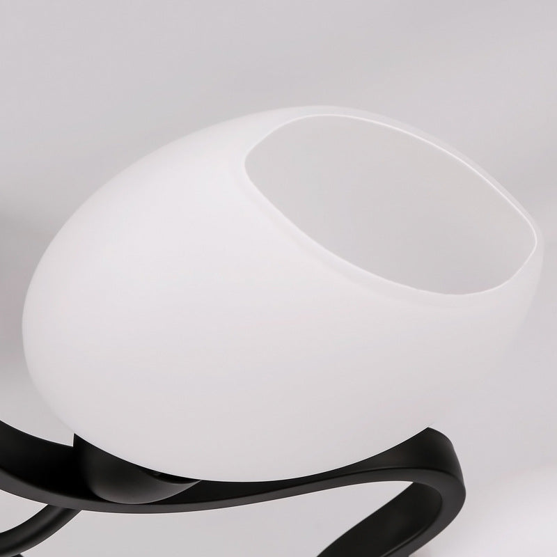 6/8/10 Lights Living Room Ceiling Mounted Fixture Classic Black Semi Flush Mount with Bubble White Glass Shade Clearhalo 'Ceiling Lights' 'Close To Ceiling Lights' 'Close to ceiling' 'Glass shade' 'Glass' 'Semi-flushmount' Lighting' 228674