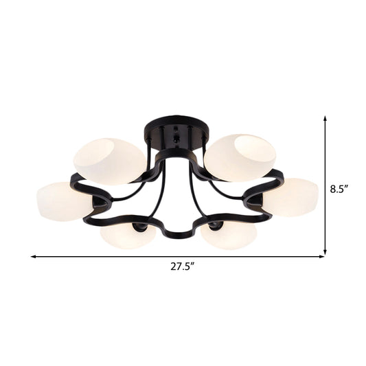 6/8/10 Lights Living Room Ceiling Mounted Fixture Classic Black Semi Flush Mount with Bubble White Glass Shade Clearhalo 'Ceiling Lights' 'Close To Ceiling Lights' 'Close to ceiling' 'Glass shade' 'Glass' 'Semi-flushmount' Lighting' 228678