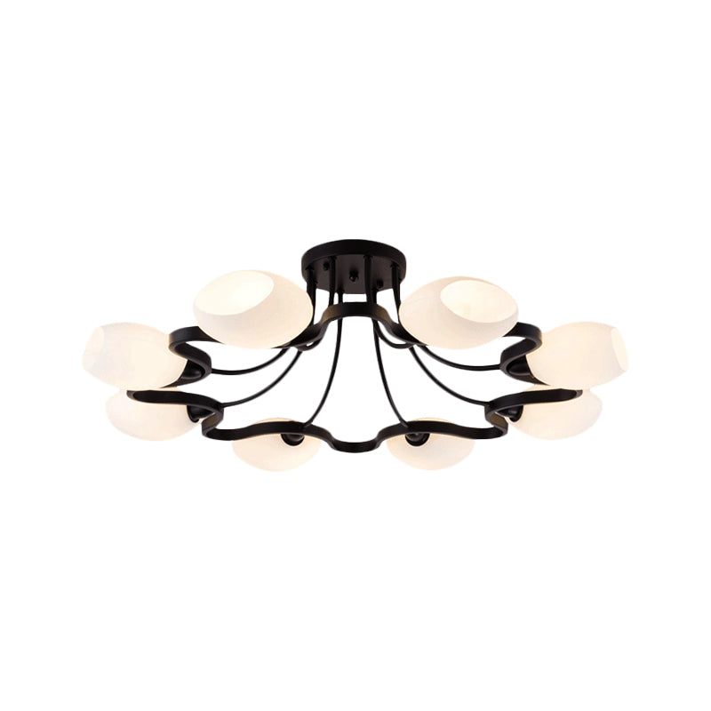 6/8/10 Lights Living Room Ceiling Mounted Fixture Classic Black Semi Flush Mount with Bubble White Glass Shade Clearhalo 'Ceiling Lights' 'Close To Ceiling Lights' 'Close to ceiling' 'Glass shade' 'Glass' 'Semi-flushmount' Lighting' 228681