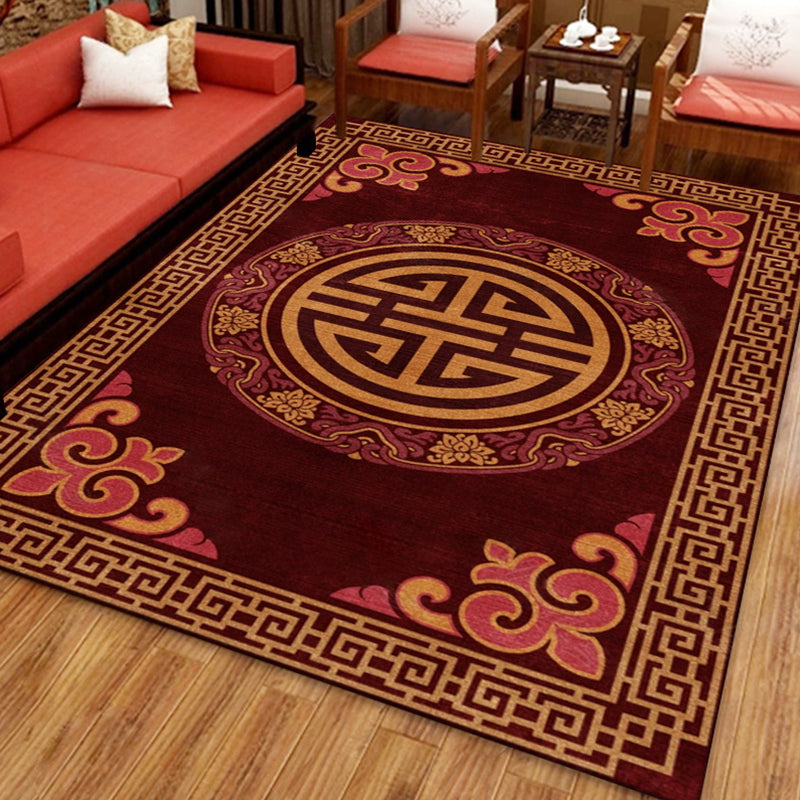 Multi Colored Oriental Rug Cotton Blend Floral Print Area Carpet Non-Slip Backing Pet Friendly Rug for Living Room Copper Clearhalo 'Area Rug' 'Rug' 2287709