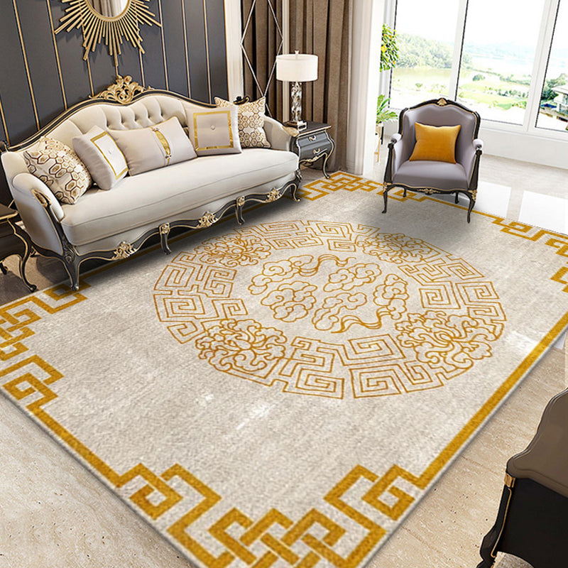 Multi Colored Oriental Rug Cotton Blend Floral Print Area Carpet Non-Slip Backing Pet Friendly Rug for Living Room Yellow Clearhalo 'Area Rug' 'Rug' 2287711