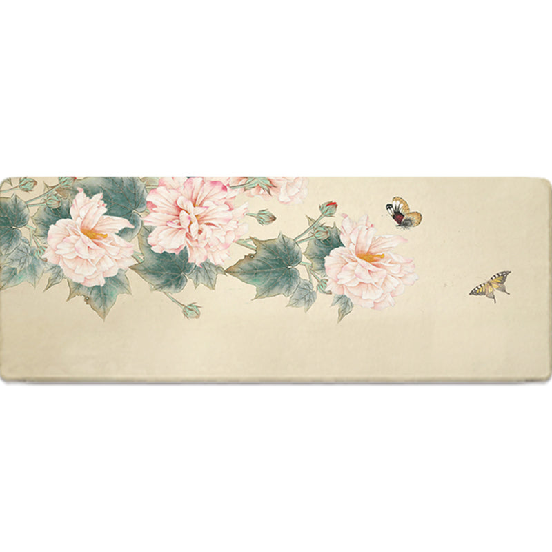 Asia Floral Printed Rug Multi Color Lamb Wool Area Rug Non-Slip Backing Pet Friendly Indoor Rug for Bedroom Light Orange Clearhalo 'Area Rug' 'Rug' 2287732