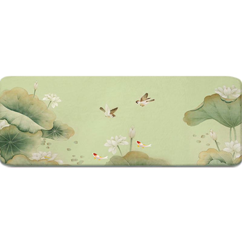 Asia Floral Printed Rug Multi Color Lamb Wool Area Rug Non-Slip Backing Pet Friendly Indoor Rug for Bedroom Olive Green Clearhalo 'Area Rug' 'Rug' 2287739