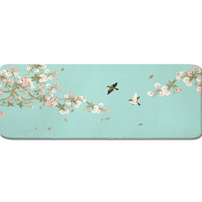 Asia Floral Printed Rug Multi Color Lamb Wool Area Rug Non-Slip Backing Pet Friendly Indoor Rug for Bedroom Sky Blue Clearhalo 'Area Rug' 'Rug' 2287741