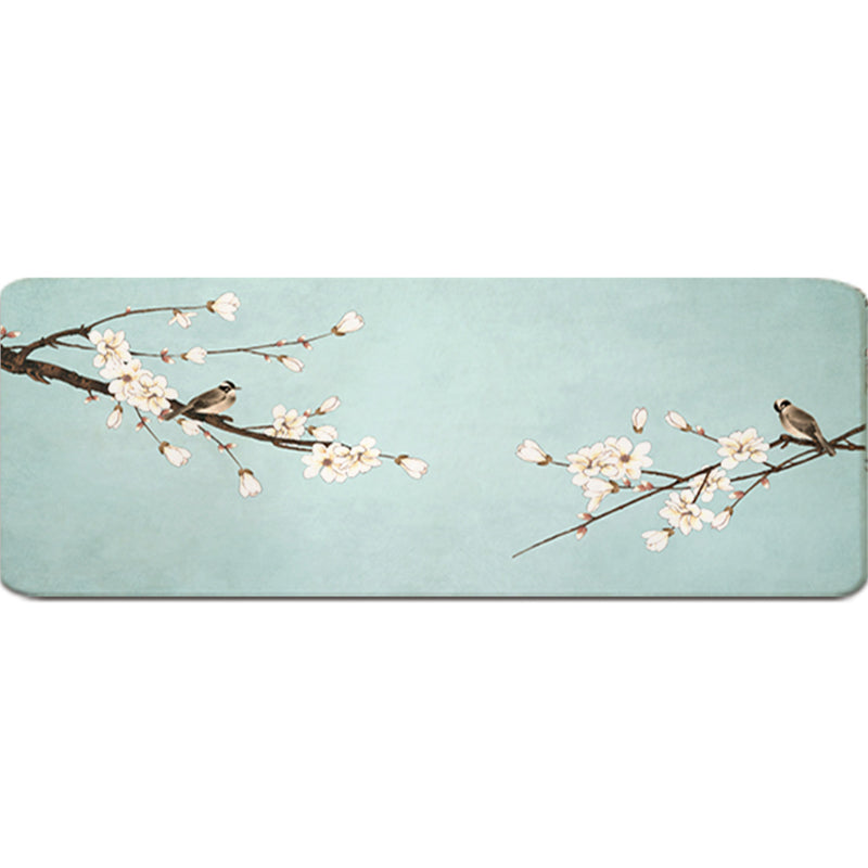 Asia Floral Printed Rug Multi Color Lamb Wool Area Rug Non-Slip Backing Pet Friendly Indoor Rug for Bedroom Blue-Green Clearhalo 'Area Rug' 'Rug' 2287744