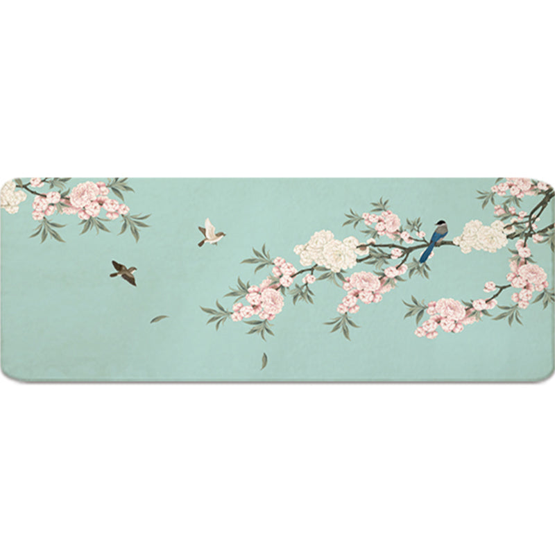 Asia Floral Printed Rug Multi Color Lamb Wool Area Rug Non-Slip Backing Pet Friendly Indoor Rug for Bedroom Green-Blue Clearhalo 'Area Rug' 'Rug' 2287746