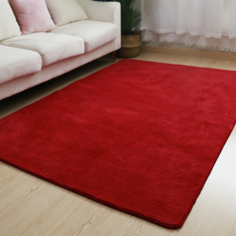 Simple Solid Color Rug Multi Colored Cotton Blend Indoor Rug Non-Slip Backing Pet Friendly Carpet for Living Room Burgundy Clearhalo 'Area Rug' 'Rug' 2287779