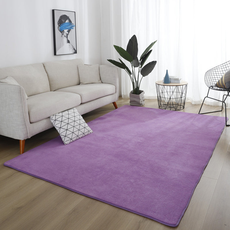 Simple Living Room Rug Multi-Color Solid Color Carpet Cotton Anti-Slip Backing Easy Care Indoor Rug Purple Clearhalo 'Area Rug' 'Modern' 'Rugs' Rug' 2287847