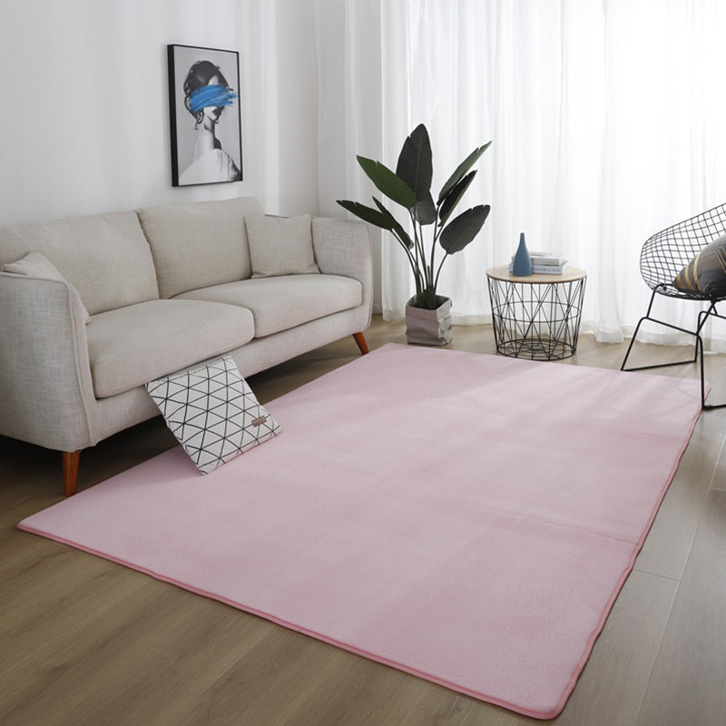 Simple Living Room Rug Multi-Color Solid Color Carpet Cotton Anti-Slip Backing Easy Care Indoor Rug Pink Clearhalo 'Area Rug' 'Modern' 'Rugs' Rug' 2287849