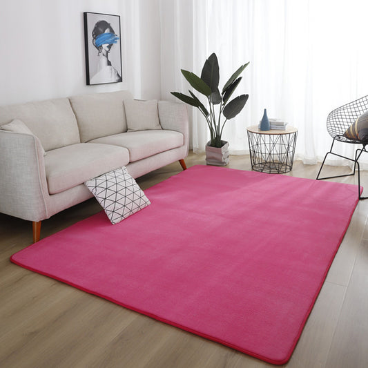 Simple Living Room Rug Multi-Color Solid Color Carpet Cotton Anti-Slip Backing Easy Care Indoor Rug Rose Red Clearhalo 'Area Rug' 'Modern' 'Rugs' Rug' 2287854