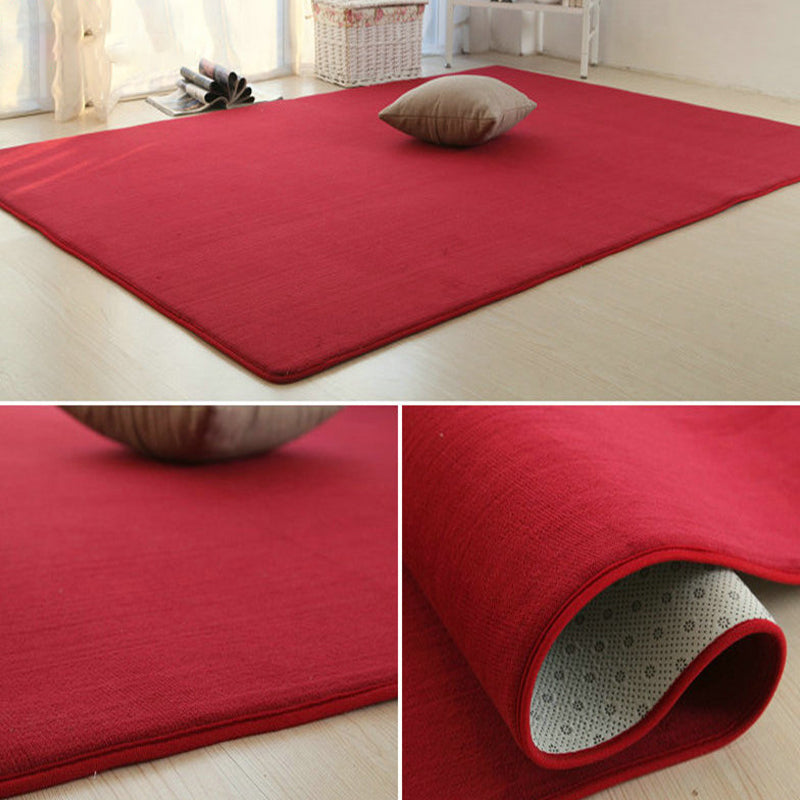 Comfort Bedroom Rug Multi Color Solid Colored Rug Polypropylene Non-Slip Backing Easy Care Carpet Burgundy Clearhalo 'Area Rug' 'Rug' 2287867