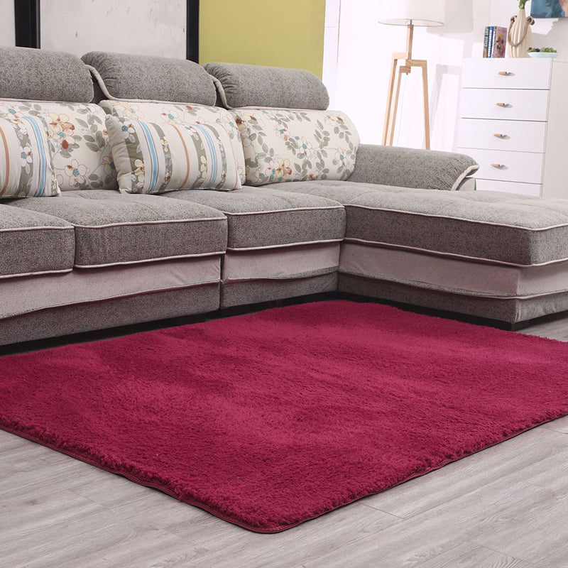Simple Living Room Rug Multi-Color Solid Color Area Carpet Lamb Wool Non-Slip Easy Care Indoor Rug Burgundy Clearhalo 'Area Rug' 'Modern' 'Rugs' Rug' 2287888