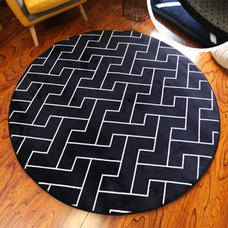 Casual Stripe Print Rug Multi Color Cotton Blend Indoor Rug Anti-Slip Backing Pet Friendly Carpet for Bedroom Dark Blue Clearhalo 'Area Rug' 'Modern' 'Rugs' Rug' 2287946