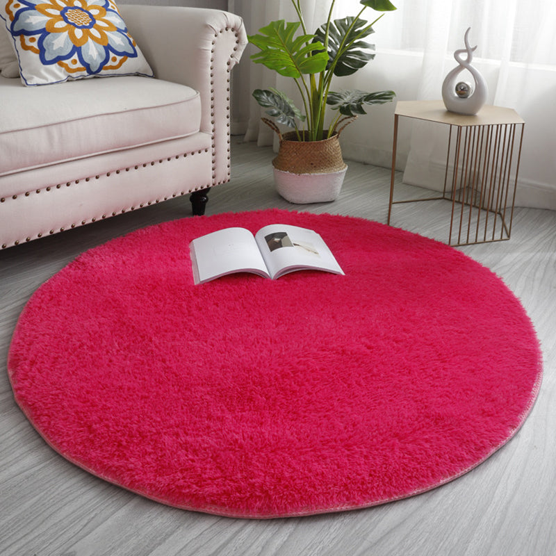 Casual Living Room Rug Multi Colored Solid Color Indoor Rug Polyster Non-Slip Backing Easy Care Carpet Rose Red Clearhalo 'Area Rug' 'Modern' 'Rugs' Rug' 2288005