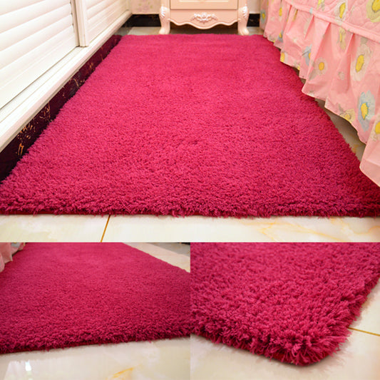 Casual Rug Acrylic Solid Color Area Carpet Easy Care Indoor Rug for Bedroom Burgundy Clearhalo 'Area Rug' 'Rug' 2288023