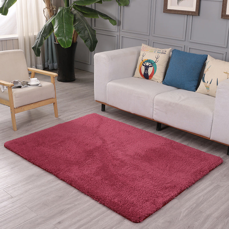 Nordic Solid Color Rug Multi Color PVC Indoor Rug Pet Friendly Anti-Slip Backing Area Carpet for Living Room Burgundy Clearhalo 'Area Rug' 'Casual' 'Rugs' Rug' 2288044
