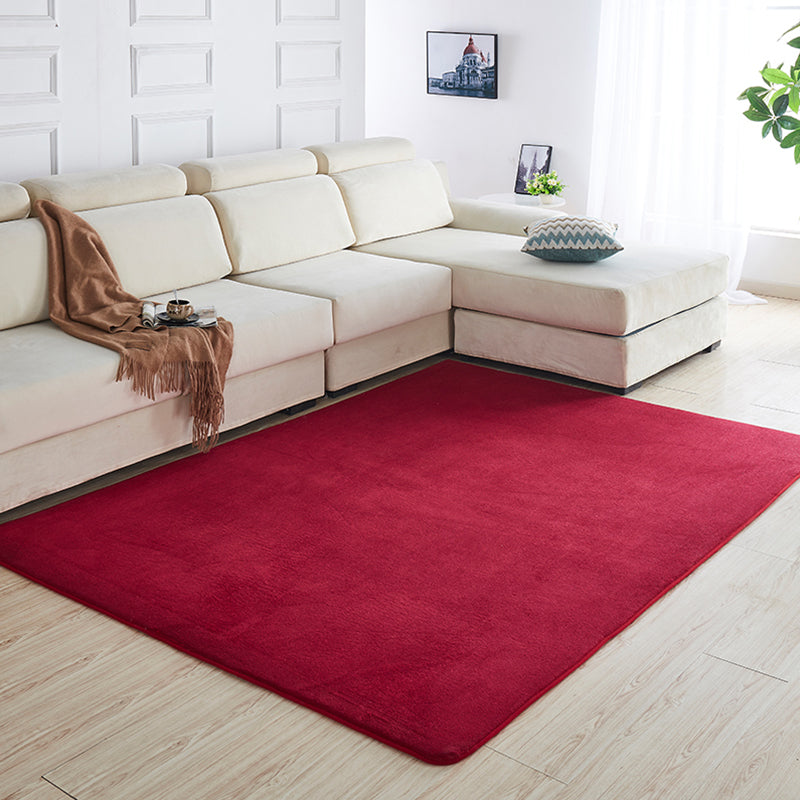 Multi Color Solid Color Rug Polypropylene Relaxing Indoor Rug Anti-Slip Backing Pet Friendly Area Carpet for Room Burgundy Clearhalo 'Area Rug' 'Casual' 'Rugs' Rug' 2288053