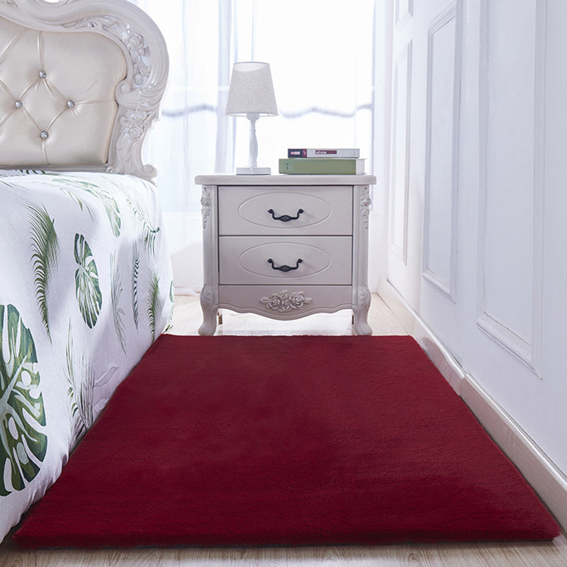Simple Bedroom Rug Multi Colored Solid Color Area Rug Non-Slip Backing Pet Friendly Indoor Rug Red Clearhalo 'Area Rug' 'Casual' 'Rugs' Rug' 2288076