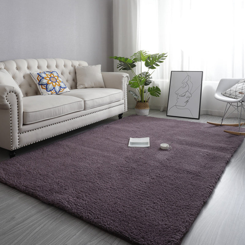 Modern Living Room Rug Multi Color Solid Color Area Carpet Anti-Slip Machine Washable Indoor Rug Dark Purple Clearhalo 'Area Rug' 'Casual' 'Rugs' Rug' 2288128