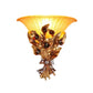 Gold Flower Wall Mount Light Traditional Resin 1 Light Living Room Sconce Light with Flared Glass Shade Clearhalo 'Wall Lamps & Sconces' 'Wall Lights' Lighting' 228824
