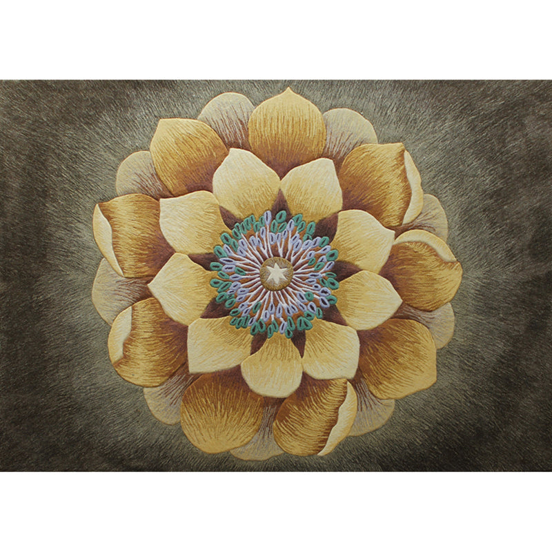 Casual Home Decoration Rug Multi Color Flower Printed Indoor Rug Lamb Wool Non-Slip Pet Friendly Carpet Yellow-Gray Clearhalo 'Area Rug' 'Rug' 2288247