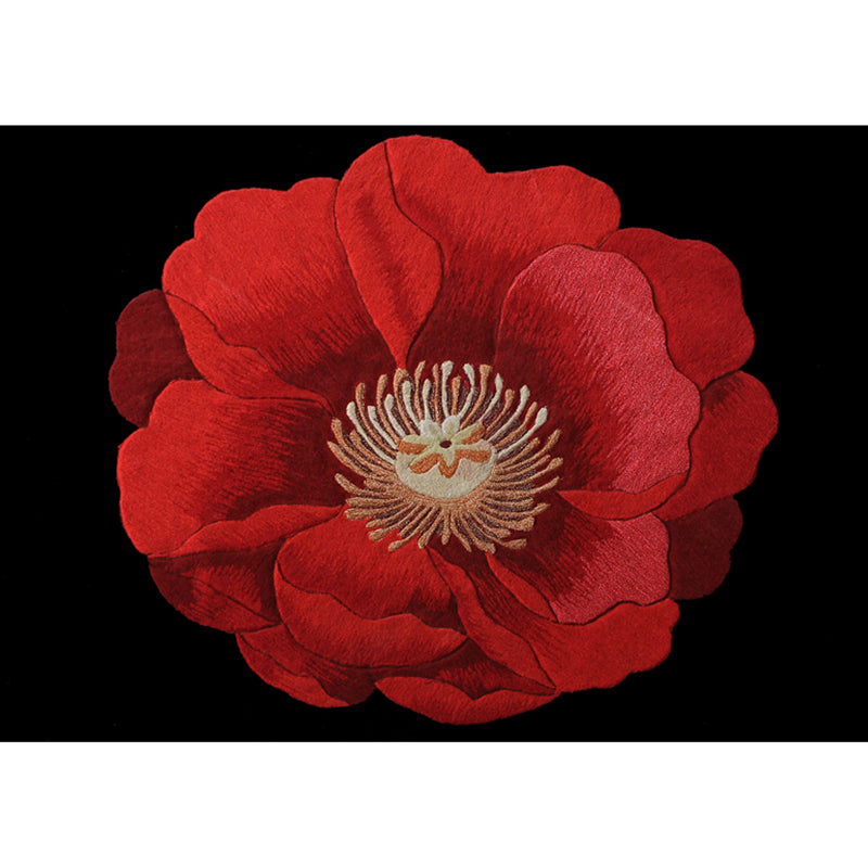 Casual Home Decoration Rug Multi Color Flower Printed Indoor Rug Lamb Wool Non-Slip Pet Friendly Carpet Red-Black Clearhalo 'Area Rug' 'Rug' 2288255