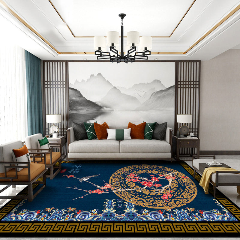 Multi Colored Living Room Rug Oriental Geo Printed Indoor Rug Cotton Blend Anti-Slip Backing Washable Carpet Blue Clearhalo 'Area Rug' 'Rug' 2288299