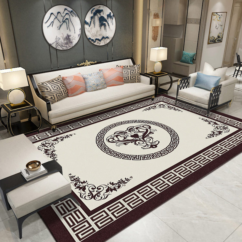Multi Colored Living Room Rug Oriental Geo Printed Indoor Rug Cotton Blend Anti-Slip Backing Washable Carpet Gray-Khaki Clearhalo 'Area Rug' 'Rug' 2288300