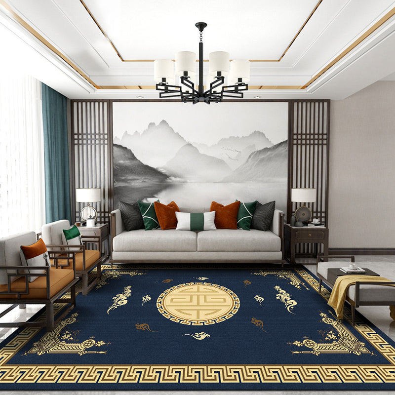 Multi Colored Living Room Rug Oriental Geo Printed Indoor Rug Cotton Blend Anti-Slip Backing Washable Carpet Aqua Clearhalo 'Area Rug' 'Rug' 2288302