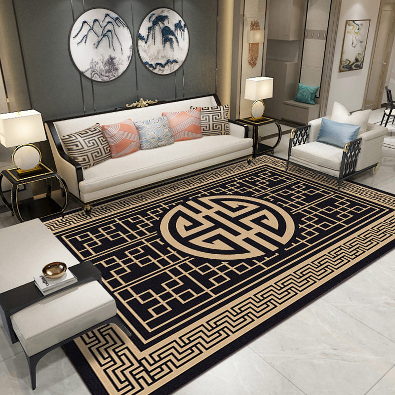 Multi Colored Living Room Rug Oriental Geo Printed Indoor Rug Cotton Blend Anti-Slip Backing Washable Carpet Black Clearhalo 'Area Rug' 'Rug' 2288308