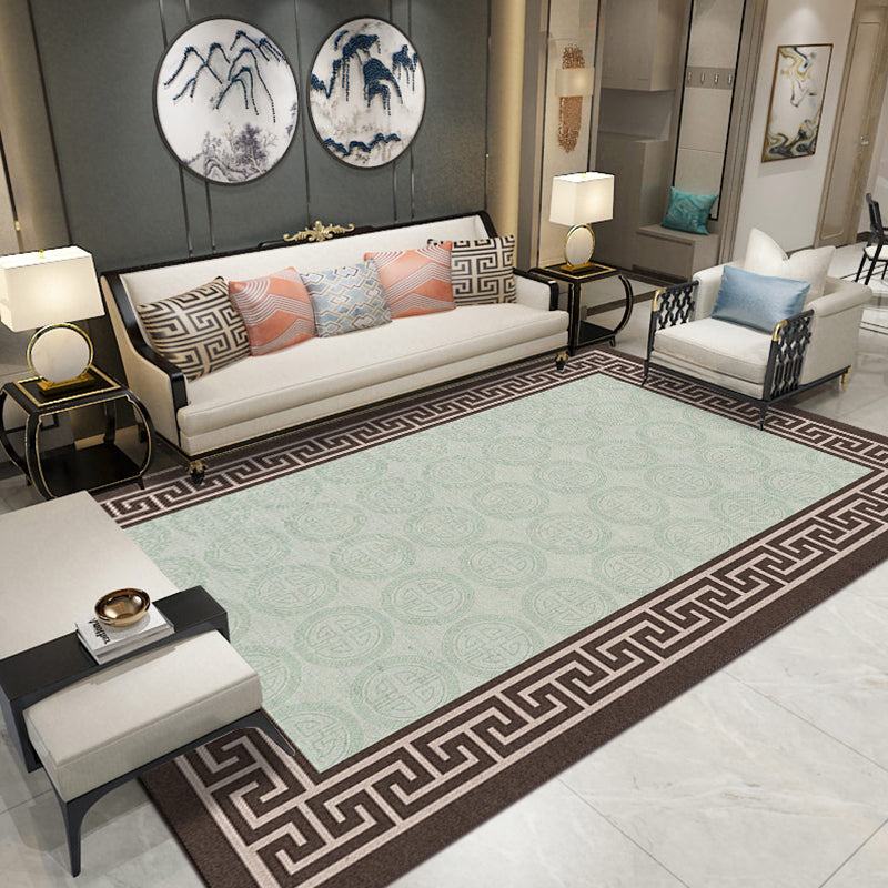 Multi Colored Living Room Rug Oriental Geo Printed Indoor Rug Cotton Blend Anti-Slip Backing Washable Carpet Light Blue-Black Clearhalo 'Area Rug' 'Rug' 2288309