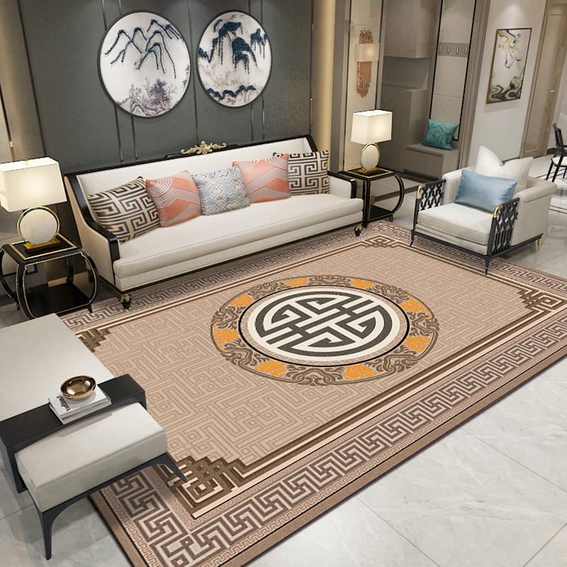 Multi Colored Living Room Rug Oriental Geo Printed Indoor Rug Cotton Blend Anti-Slip Backing Washable Carpet Dark Brown Clearhalo 'Area Rug' 'Rug' 2288310
