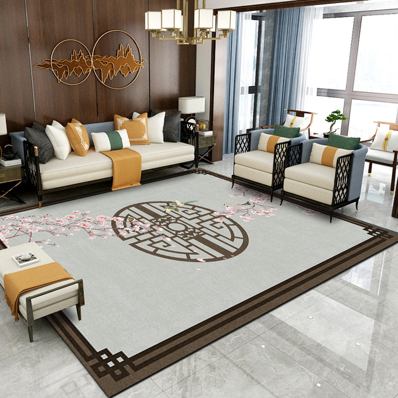 Multi Colored Living Room Rug Oriental Geo Printed Indoor Rug Cotton Blend Anti-Slip Backing Washable Carpet Grey Clearhalo 'Area Rug' 'Rug' 2288311