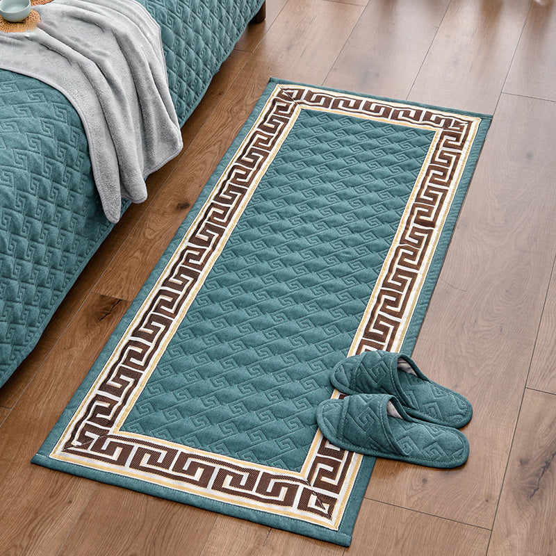 Chinese Home Decoration Rug Multi Color Geo Print Carpet Cotton Blend Anti-Slip Backing Easy Care Rug Lake Green Clearhalo 'Area Rug' 'Rug' 2288331