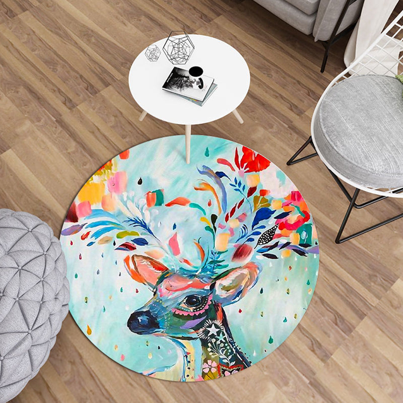 Modern Living Room Rug Multi Color Animal Printed Rug Polyster Non-Slip Backing Easy Care Carpet Sky Blue Clearhalo 'Area Rug' 'Modern' 'Rugs' Rug' 2288383