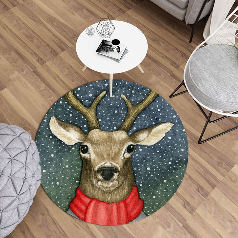 Modern Living Room Rug Multi Color Animal Printed Rug Polyster Non-Slip Backing Easy Care Carpet Red Clearhalo 'Area Rug' 'Modern' 'Rugs' Rug' 2288391