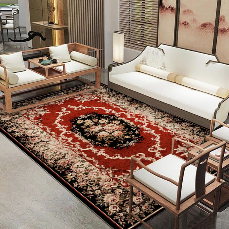 Modern Floral Printed Rug Multi Color Polypropylene Indoor Rug Non-Slip Backing Easy Care Area Carpet for Room Red Clearhalo 'Area Rug' 'Modern' 'Rugs' Rug' 2288417