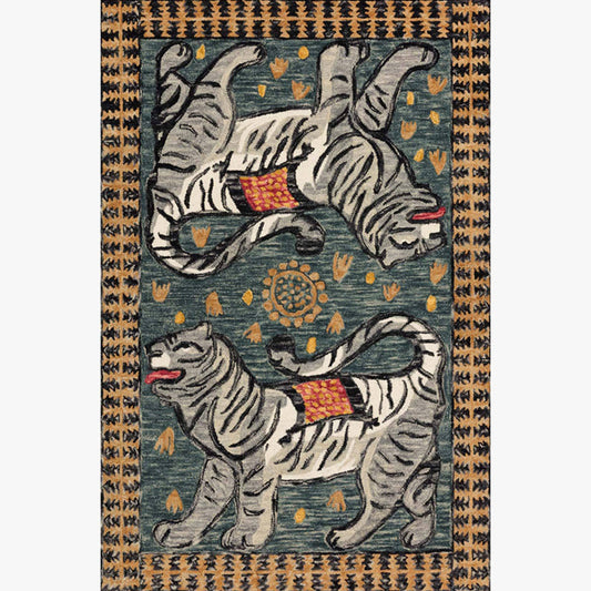 Vintage Home Decor Rug Multi Color Animal Pattern Indoor Rug Polyster Non-Slip Backing Washable Carpet Grey Clearhalo 'Area Rug' 'Modern' 'Rugs' Rug' 2288429