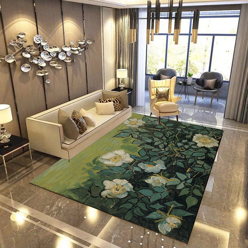 Formal Living Room Rug Multi Color Geometric Print Carpet Polyster Non-Slip Machine Washable Rug Dark Green Clearhalo 'Area Rug' 'Modern' 'Rugs' Rug' 2288436