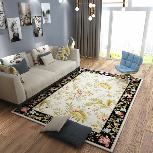 Modern Living Room Rug Multicolored Plant Pattern Indoor Rug Synthetics Anti-Slip Backing Washable Carpet Black Clearhalo 'Area Rug' 'Modern' 'Rugs' Rug' 2288461