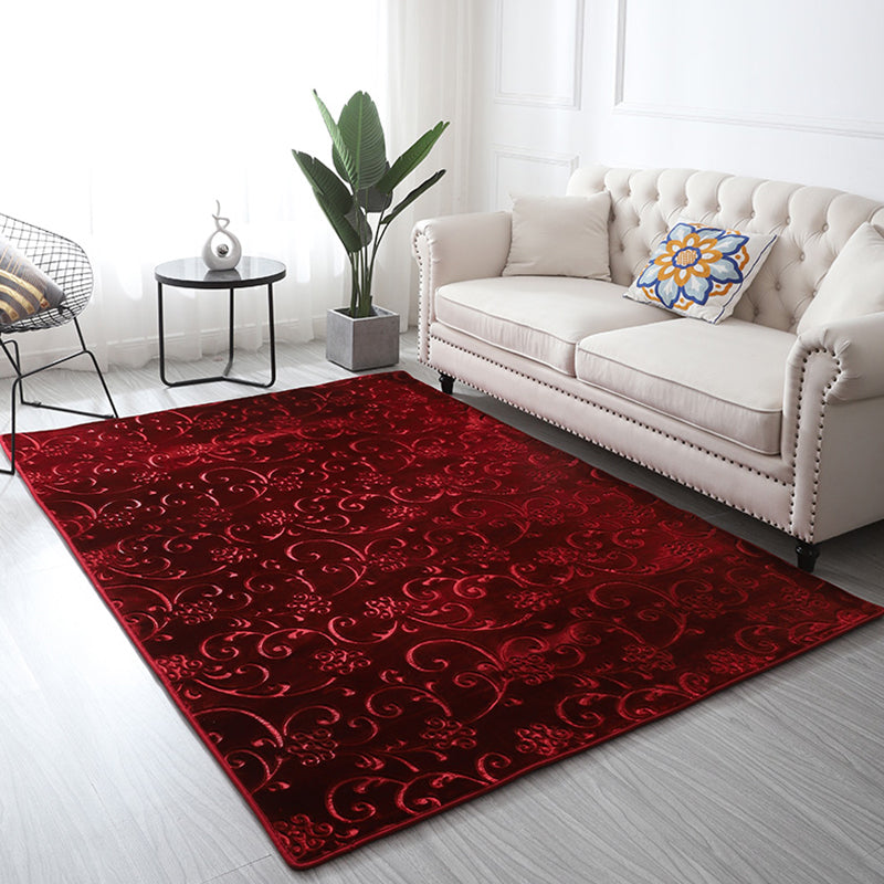 Casual Bedroom Rug Multi Colored Floral Printed Area Carpet Polyster Easy Care Washable Indoor Rug Burgundy Clearhalo 'Area Rug' 'French Country' 'Rugs' Rug' 2288476