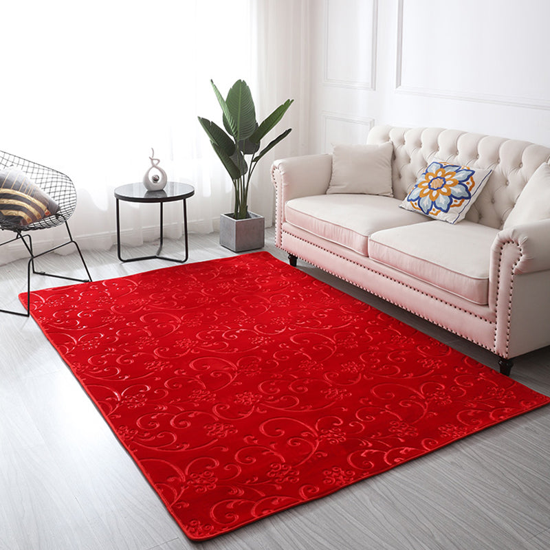 Casual Bedroom Rug Multi Colored Floral Printed Area Carpet Polyster Easy Care Washable Indoor Rug Red Clearhalo 'Area Rug' 'French Country' 'Rugs' Rug' 2288477