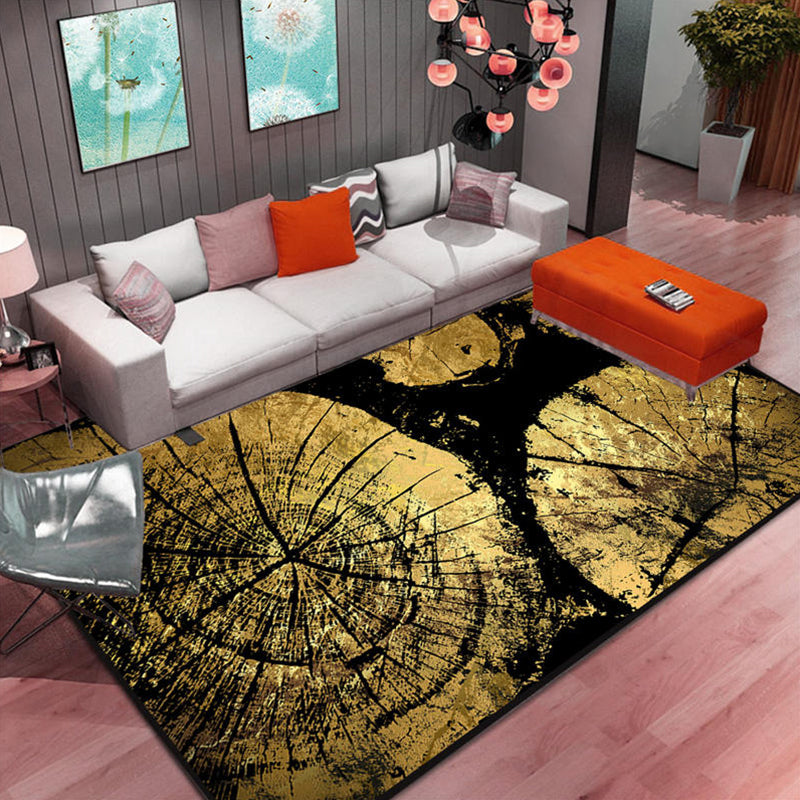 Modern Home Decoration Rug Multi Colored Plant Print Indoor Rug Synthetics Easy Care Pet Friendly Carpet Gold Clearhalo 'Area Rug' 'Modern' 'Rugs' Rug' 2288489