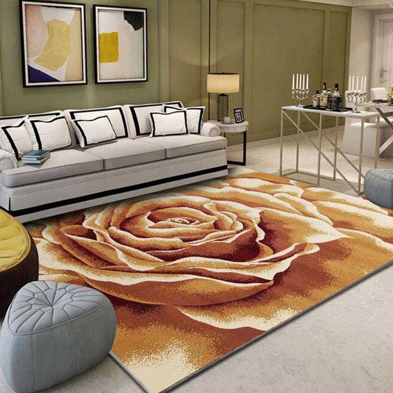 Modern Home Decoration Rug Multi Colored Plant Print Indoor Rug Synthetics Easy Care Pet Friendly Carpet Yellow-Brown Clearhalo 'Area Rug' 'Modern' 'Rugs' Rug' 2288491