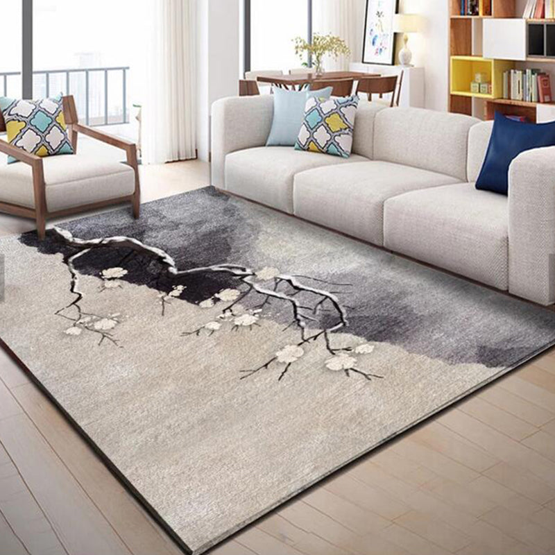 Modern Home Decoration Rug Multi Colored Plant Print Indoor Rug Synthetics Easy Care Pet Friendly Carpet Tan Clearhalo 'Area Rug' 'Modern' 'Rugs' Rug' 2288492