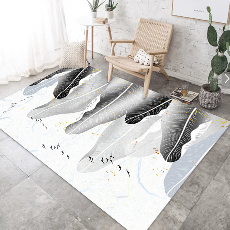 Nordic Bedroom Rug Multi Color Plant Printed Indoor Rug Polyster Non-Slip Backing Easy Care Area Carpet Light Gray Clearhalo 'Area Rug' 'Rug' 2288506