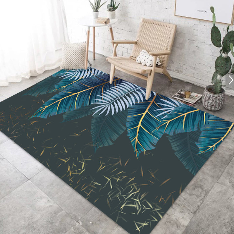 Nordic Bedroom Rug Multi Color Plant Printed Indoor Rug Polyster Non-Slip Backing Easy Care Area Carpet Green Clearhalo 'Area Rug' 'Rug' 2288507