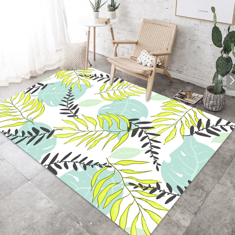 Nordic Bedroom Rug Multi Color Plant Printed Indoor Rug Polyster Non-Slip Backing Easy Care Area Carpet Blue-Green Clearhalo 'Area Rug' 'Rug' 2288516