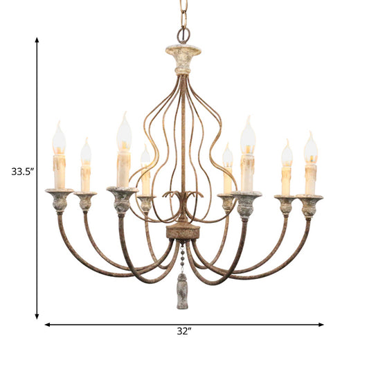 Traditional Sputnik Hanging Chandelier Metal 8 Bulbs Suspension Light in Rust for Bedroom Clearhalo 'Ceiling Lights' 'Chandeliers' Lighting' options 228851